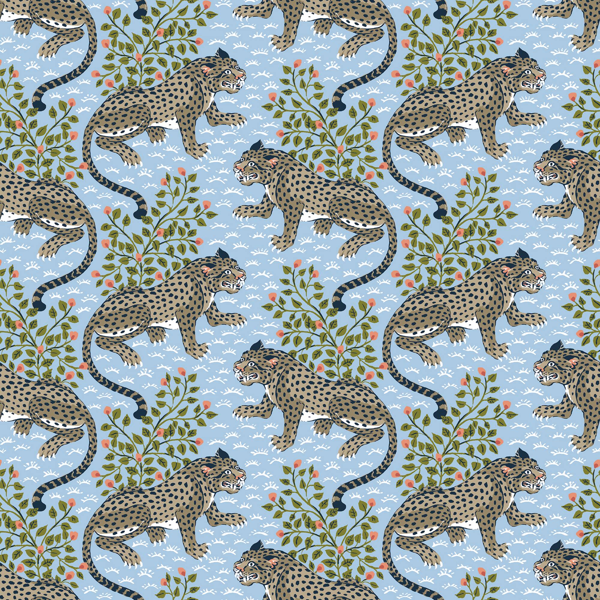 PrintFresh Bagheera Light Blue Peel & Stick Wallpaper